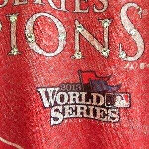 2013 Red Sox World Series Champions Red Raglan Tee W/ Rhinestone Accents Small